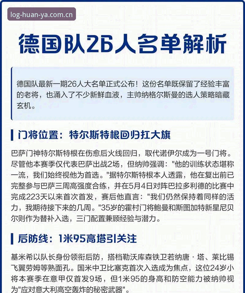 环亚体育安全可靠 德国队世界杯阵容深度评测:诺伊尔回归与18岁新星入围的实战价值分析